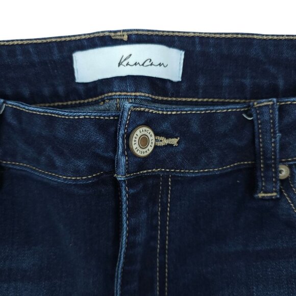 KanCan Jeans Skinny Ankle High Rise Stretch Size 15 / 31 Frayed Hem Dark Wash - Picture 3 of 12